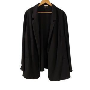 Dalia Black Plus Size Open Front Blazer Dress Jacket, Women’s Plus Size 3X